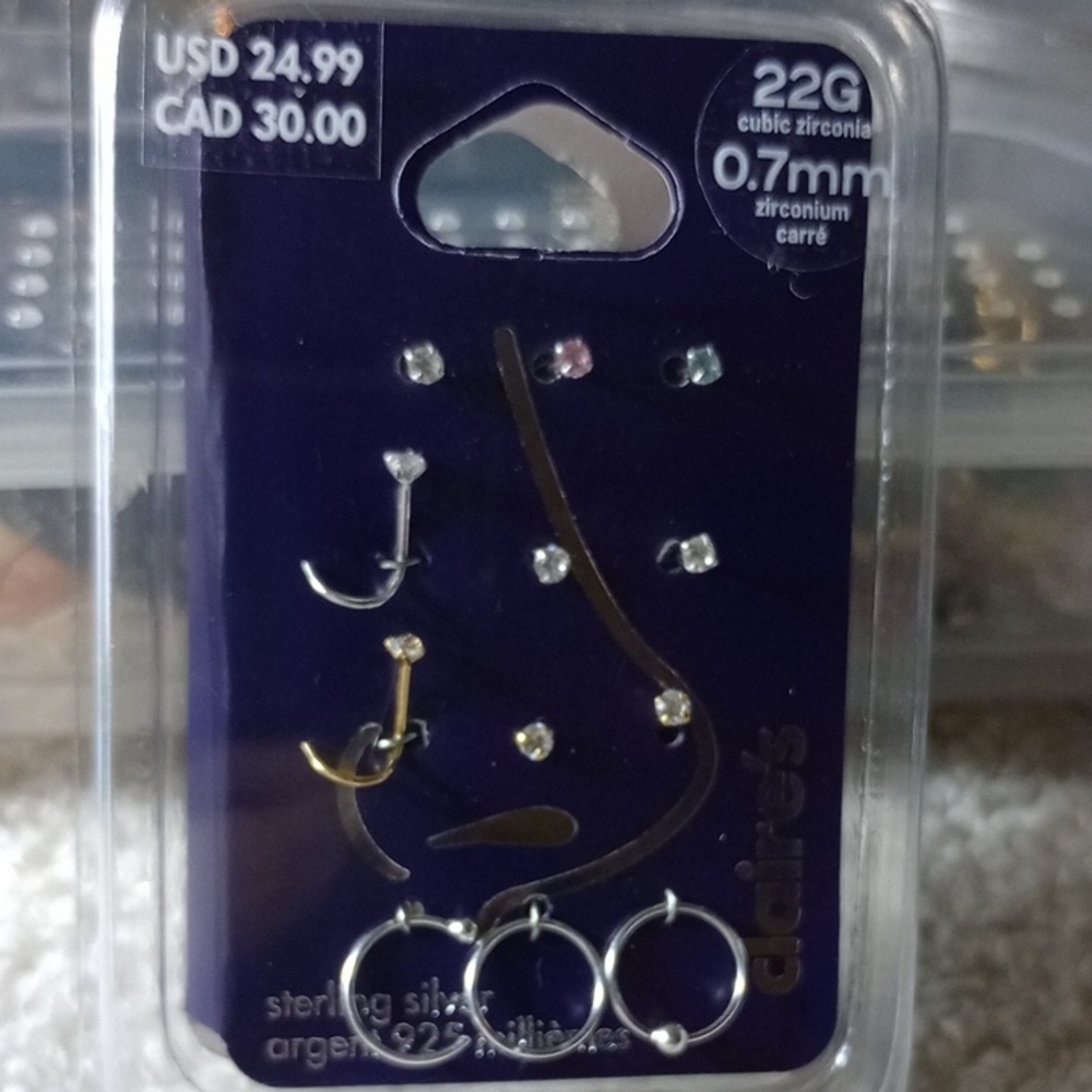 Claire's Sterling Silver and Gold Nose Ring Set